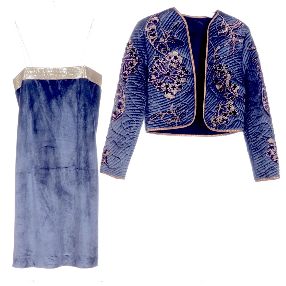 Cocktail Dress and Embroidered Quilted Jacket